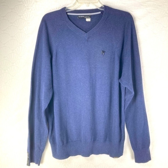Rocawear Vintage Navy Blue V-Neck Sweater (size XL) - Picture 2 of 8